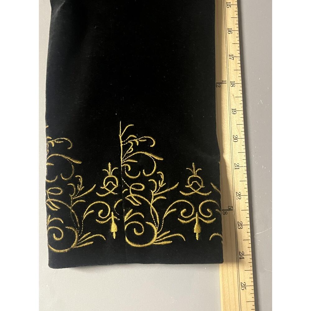 CAbi Coat Womens 6 Black Velvet Embroidered Floral Rose Boho Mid Length Jacket - Picture 13 of 15